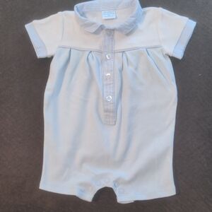 Edgehill Collection Baby Boy One Piece Light Blue & White Romper Size 6 Months